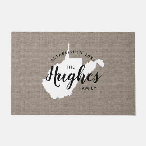 West Virginia Family Monogram State Doormat