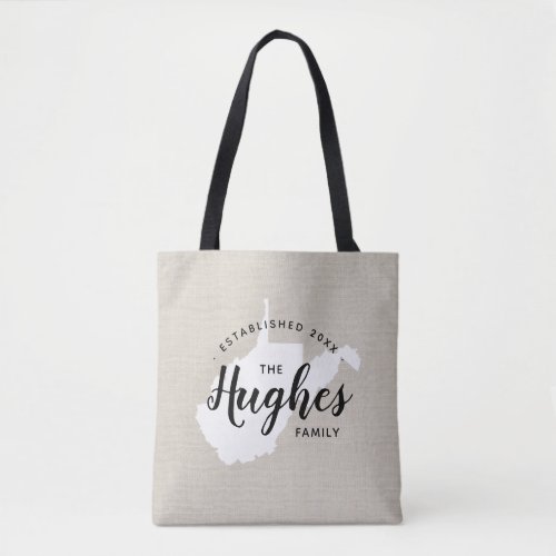 West Virginia Family Monogram State Tote Bag