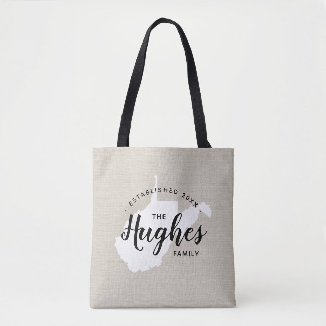West Virginia Family Monogram State Tote Bag (Front)