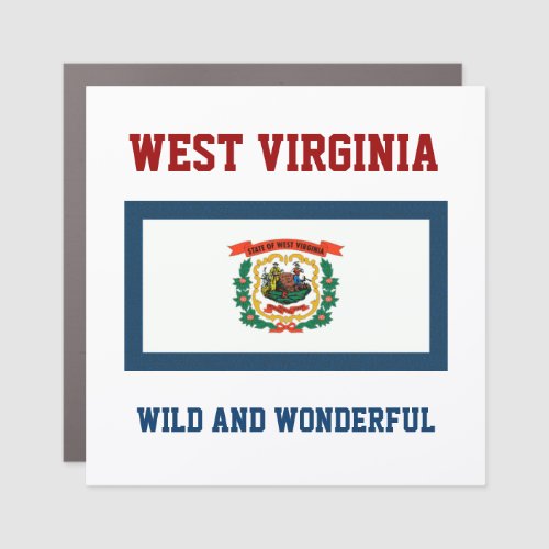 West Virginia Flag and Slogan  Car Magnet