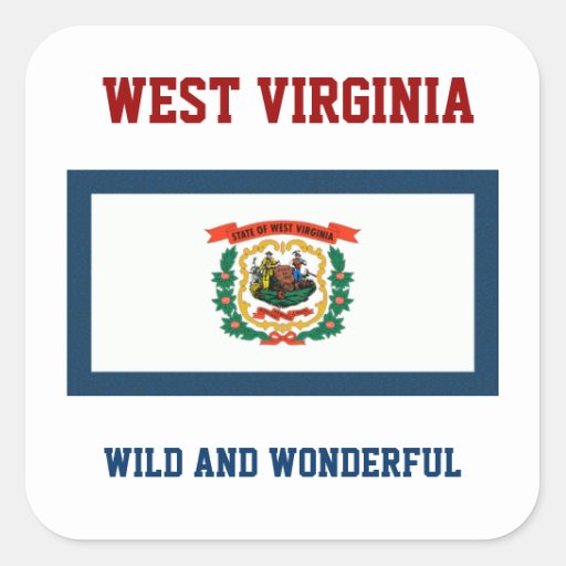 WEST VIRGINIA FLAG AND SLOGAN SQUARE STICKER | Zazzle