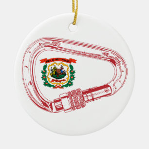 West Virginia Flag Climbing Carabiner Ceramic Ornament