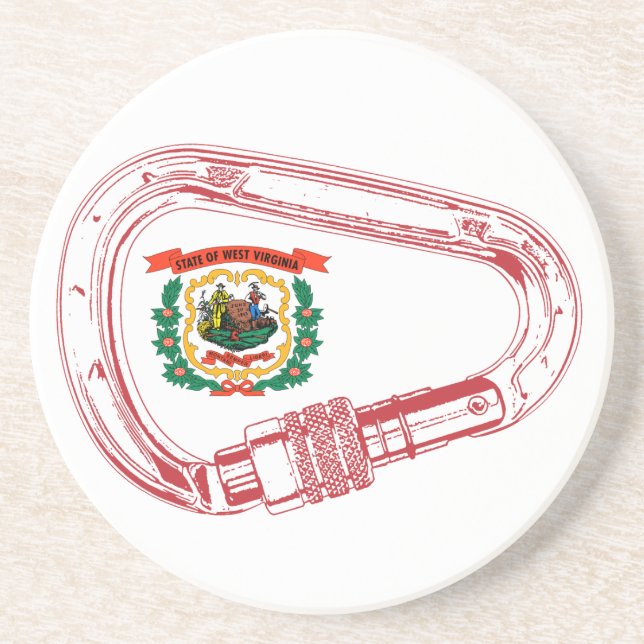 West Virginia Flag Climbing Carabiner Drink Coaster (Front)
