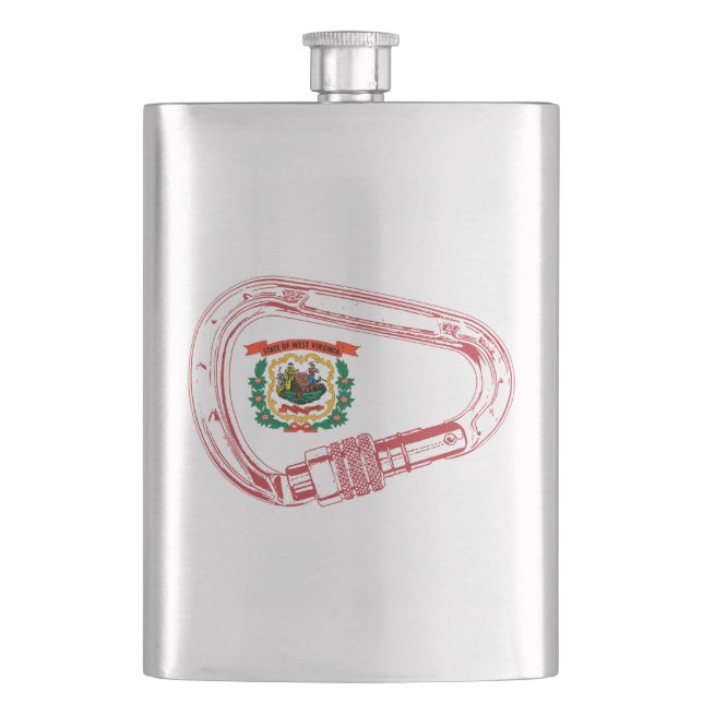 West Virginia Flag Climbing Carabiner Flask (Front)
