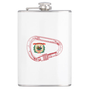 West Virginia Flag Climbing Carabiner Flask
