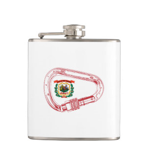 West Virginia Flag Climbing Carabiner Hip Flask