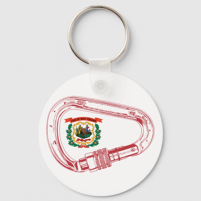 West Virginia Flag Climbing Carabiner Keychain (Front)
