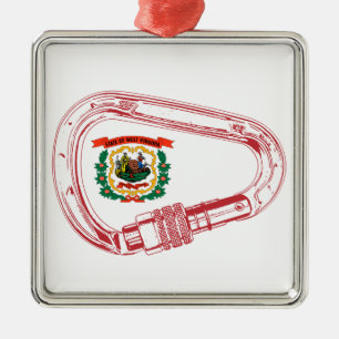 West Virginia Flag Climbing Carabiner Metal Ornament
