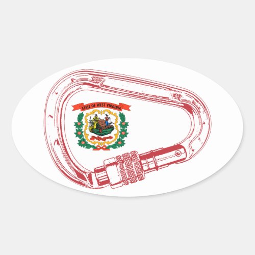 West Virginia Flag Climbing Carabiner Oval Sticker