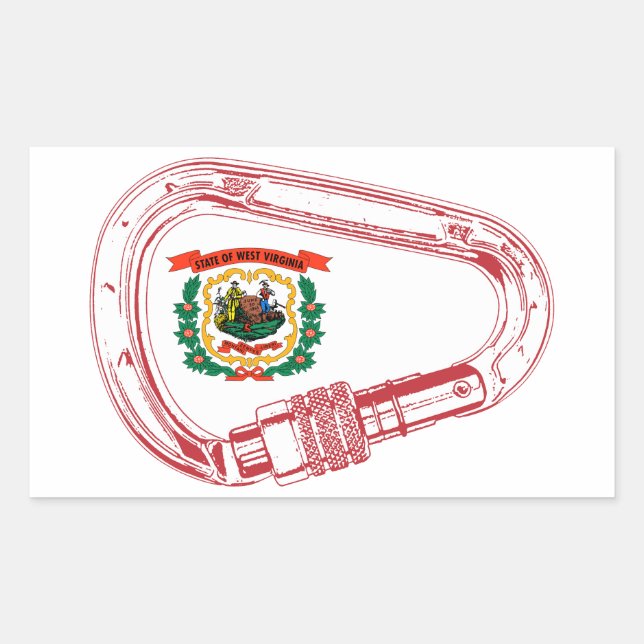 West Virginia Flag Climbing Carabiner Rectangular Sticker (Front)