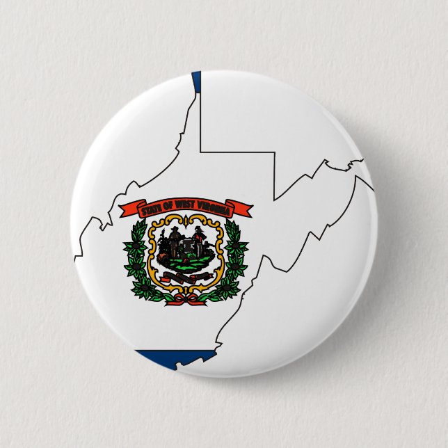 West Virginia Flag Map Pinback Button (Front)
