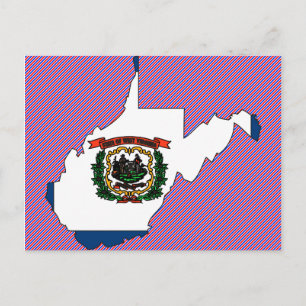 West Virginia Flag Map Postcard