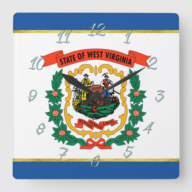 West Virginia flag Square Wall Clock (Front)