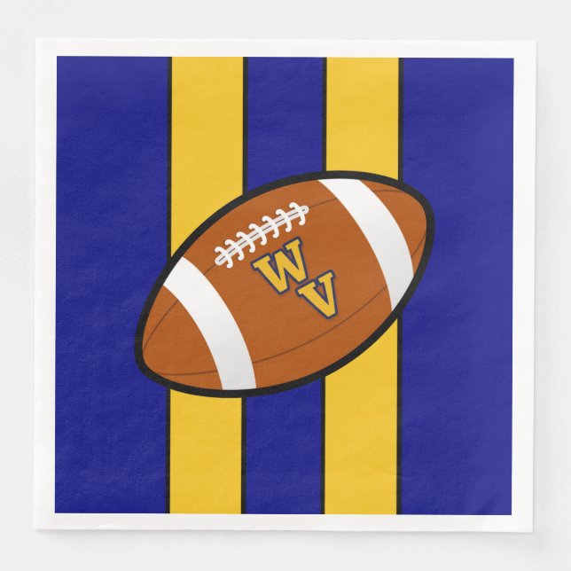 West Virginia Football Blue and Gold Pride Paper Dinner Napkins (Front)