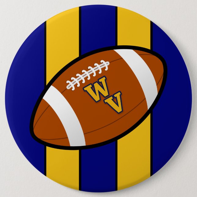 West Virginia Football Blue and Gold Pride Pinback Button (Front)