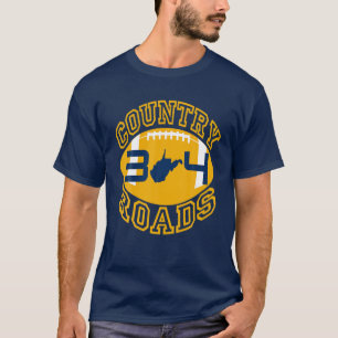West Virginia Football Country Roads 304 State Map T-Shirt