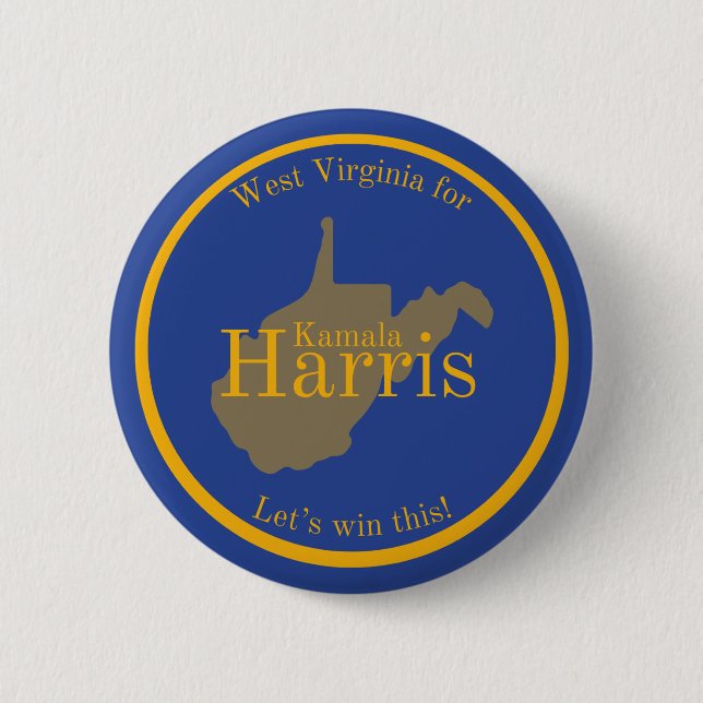 West Virginia for Kamala Harris button (Front)
