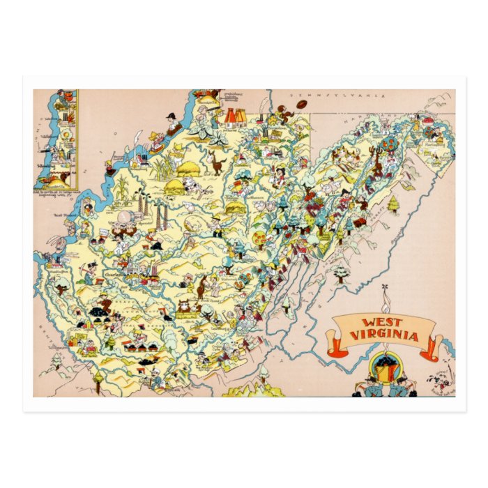 West Virginia Funny Map Post Cards