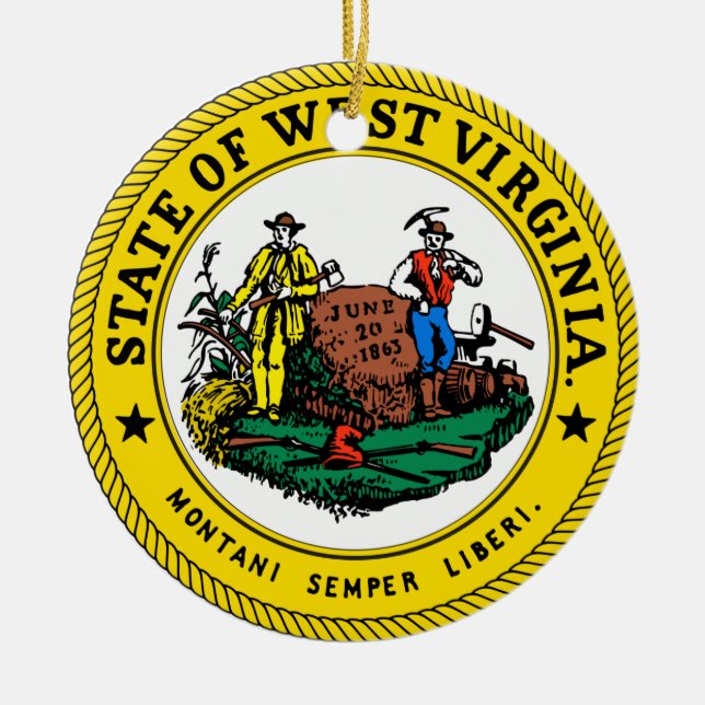 West Virginia Great Seal Ceramic Ornament (Front)