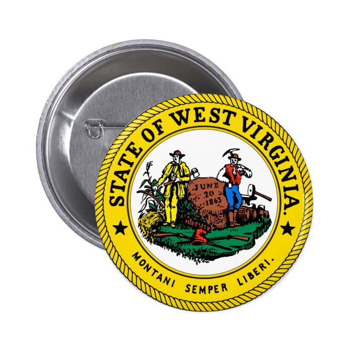 West Virginia Great Seal Pinback Buttons