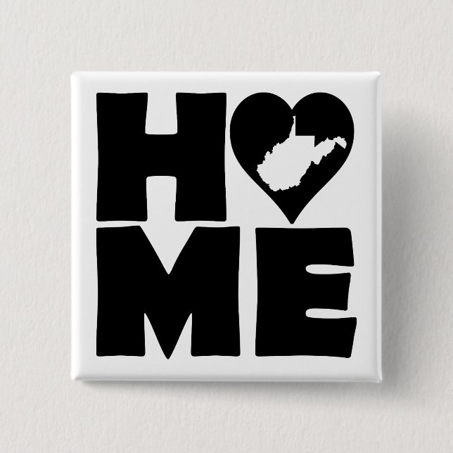 West Virginia Home Heart State Button Badge Pin (Front)