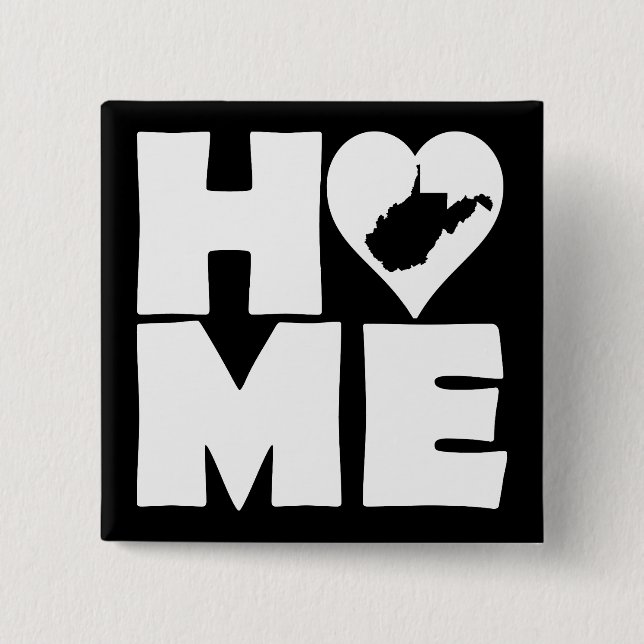 West Virginia Home Heart State Button Badge Pin (Front)
