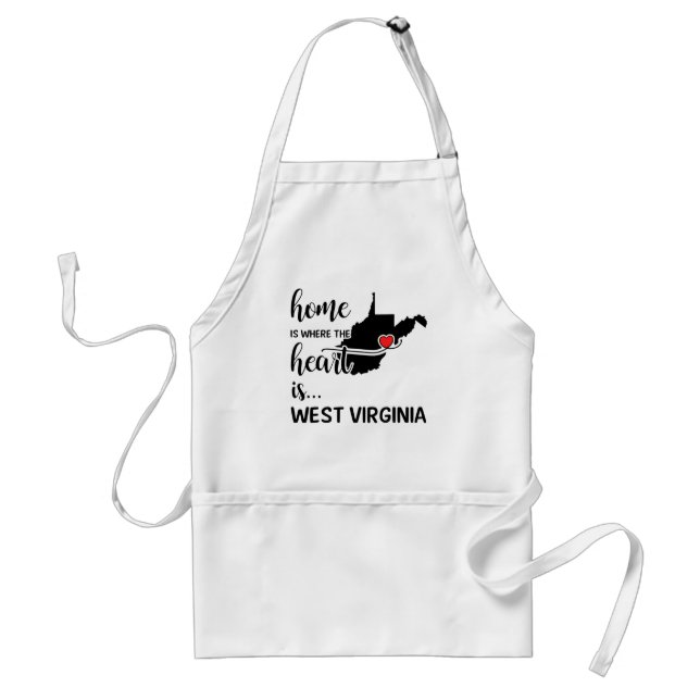 West Virginia home is where the heart is Adult Apron (Front)
