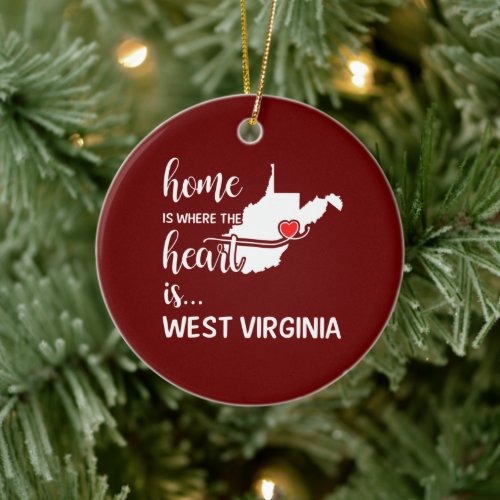 West Virginia home is where the heart is Ceramic Ornament