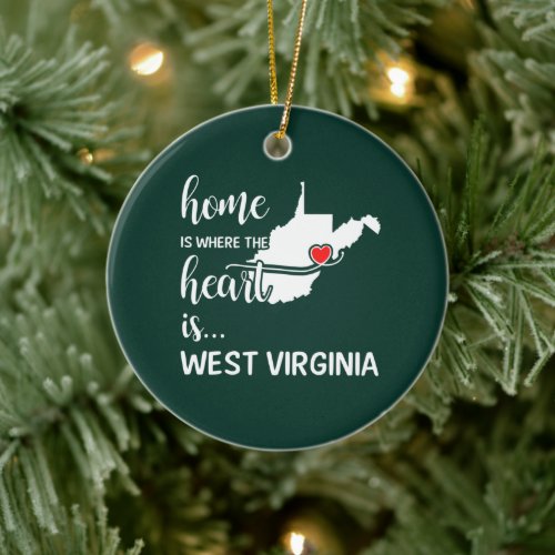 West Virginia home is where the heart is Ceramic Ornament