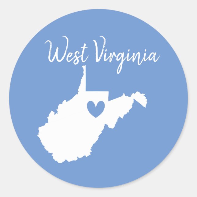 West Virginia home state map love heart Classic Round Sticker (Front)