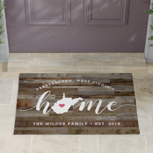 West Virginia Home State Personalized Wood Look Doormat