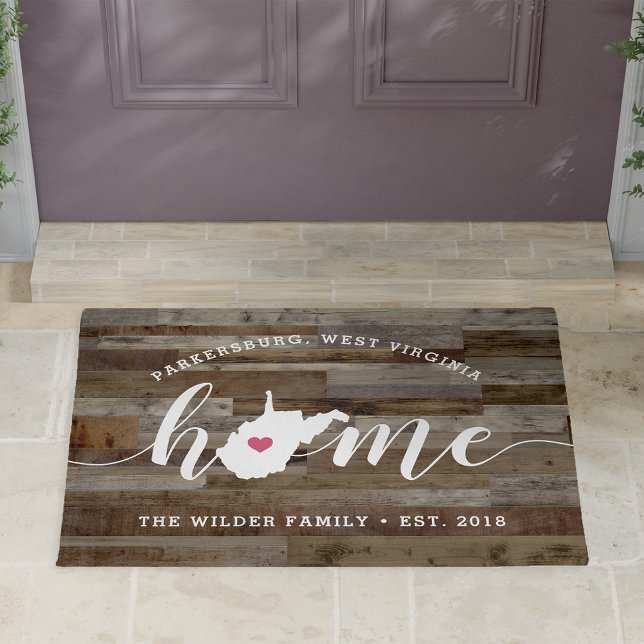 West Virginia Home State Personalized Wood Look Doormat (Creator Uploaded)