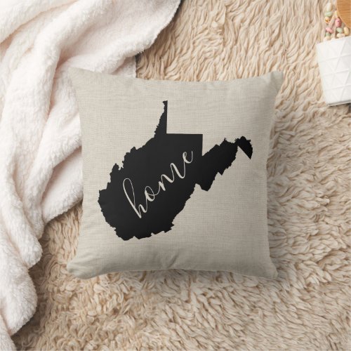 West Virginia Home State Throw Pillow