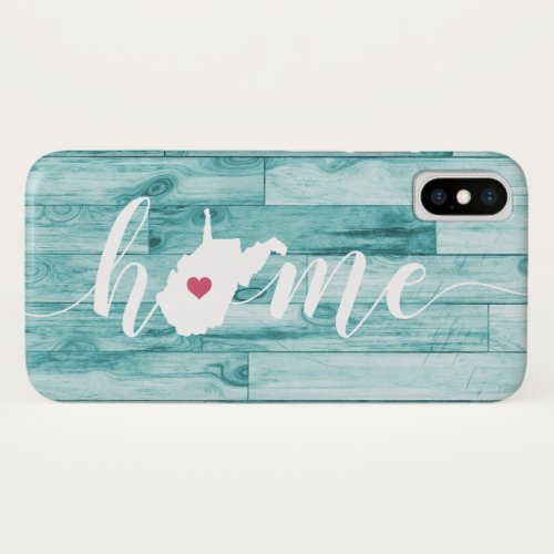 West Virginia Home State Turquoise Wood Look iPhone XS Case