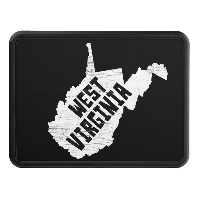 West Virginia Home Vintage White Map Hitch Cover (Front)