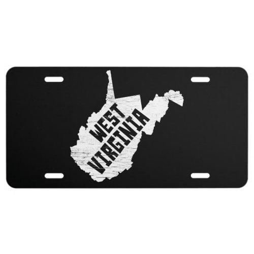 West Virginia Home Vintage White Map License Plate