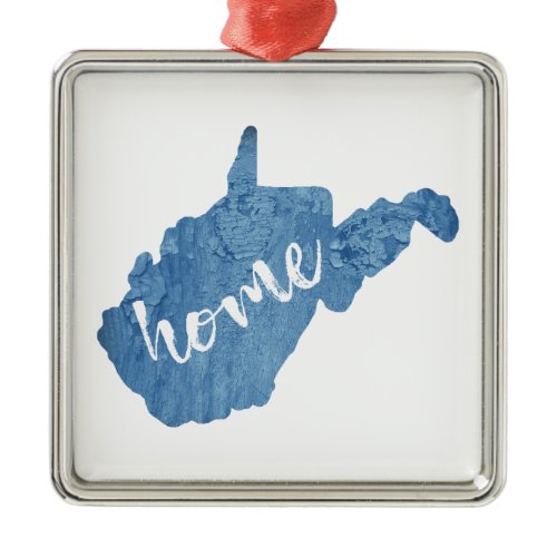 West Virginia Home Wood Grain Metal Ornament