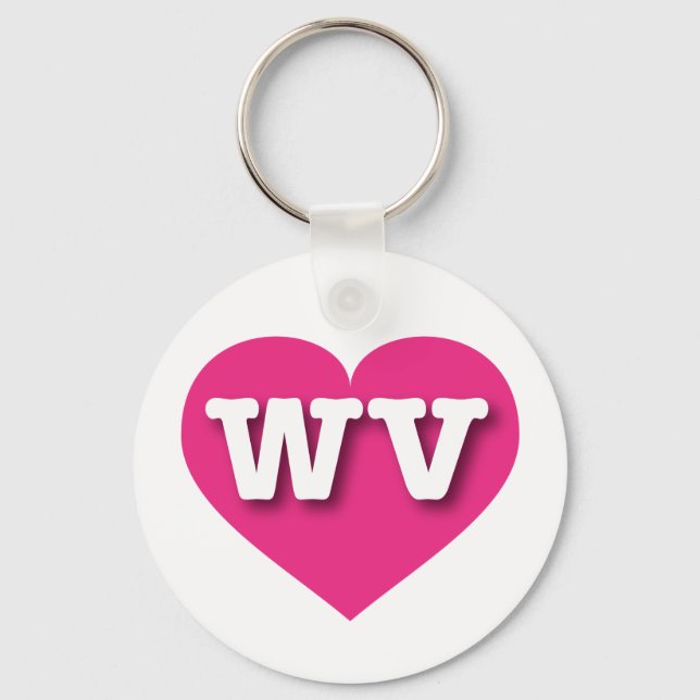 West Virginia Hot Pink Heart - Big Love Keychain (Front)