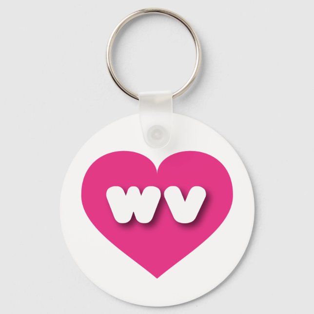 West Virginia hot pink heart - I love wv Keychain (Front)
