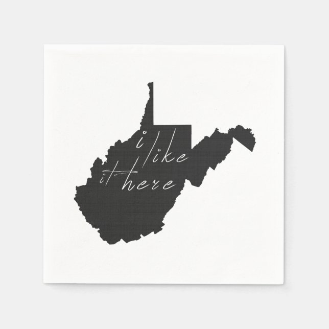 West Virginia I Like It Here State Silhouette Paper Napkins (Front)