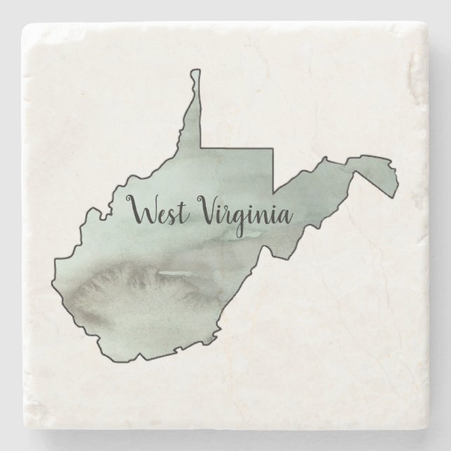 West Virginia Illustration Painting Stone Coaster (Front)