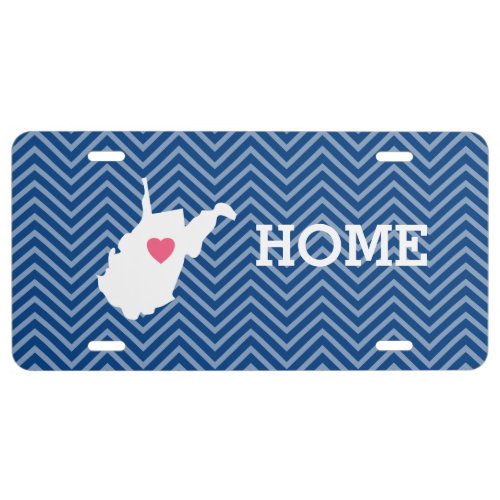 West Virginia Map Home State Love _ Optional Heart License Plate