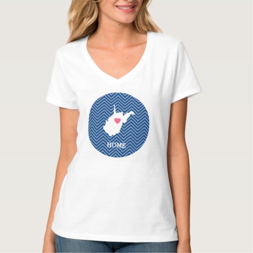 West Virginia Map Home State Love _ Optional Heart T_Shirt