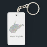 West Virginia map Keychain<br><div class="desc">Colorful line art design map of West Virginia state.</div>