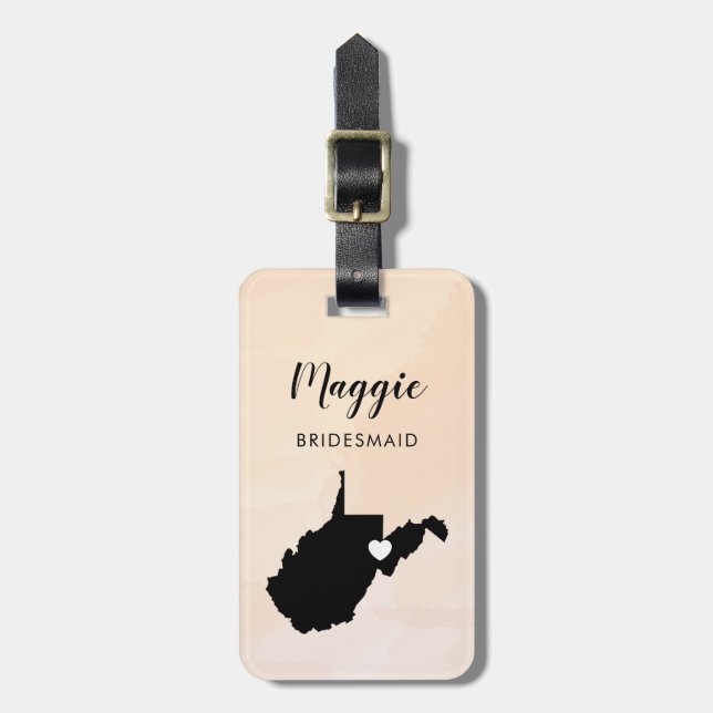 West Virginia Map Luggage Tag, Wedding Party Tag (Front Vertical)