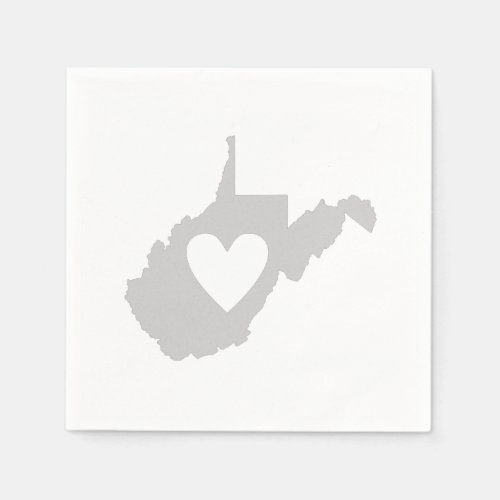 West Virginia Map Shape Heart Cutout Paper Party Paper Napkins