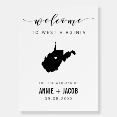 West Virginia Map Wedding Welcome Sign Foam Board