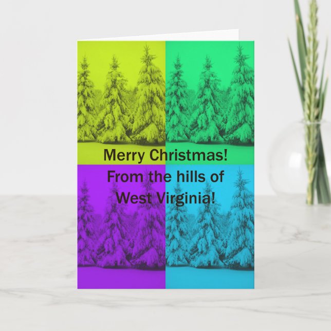 West Virginia Merry Christmas Tree Collage Holiday Card (Front)