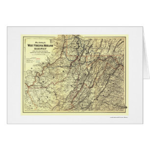 West Virginia Midland Railroad Map 1883 Cards