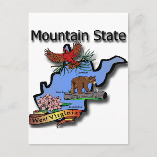 West Virginia Mountain State Cardinal Bear Rhodode Postcard
